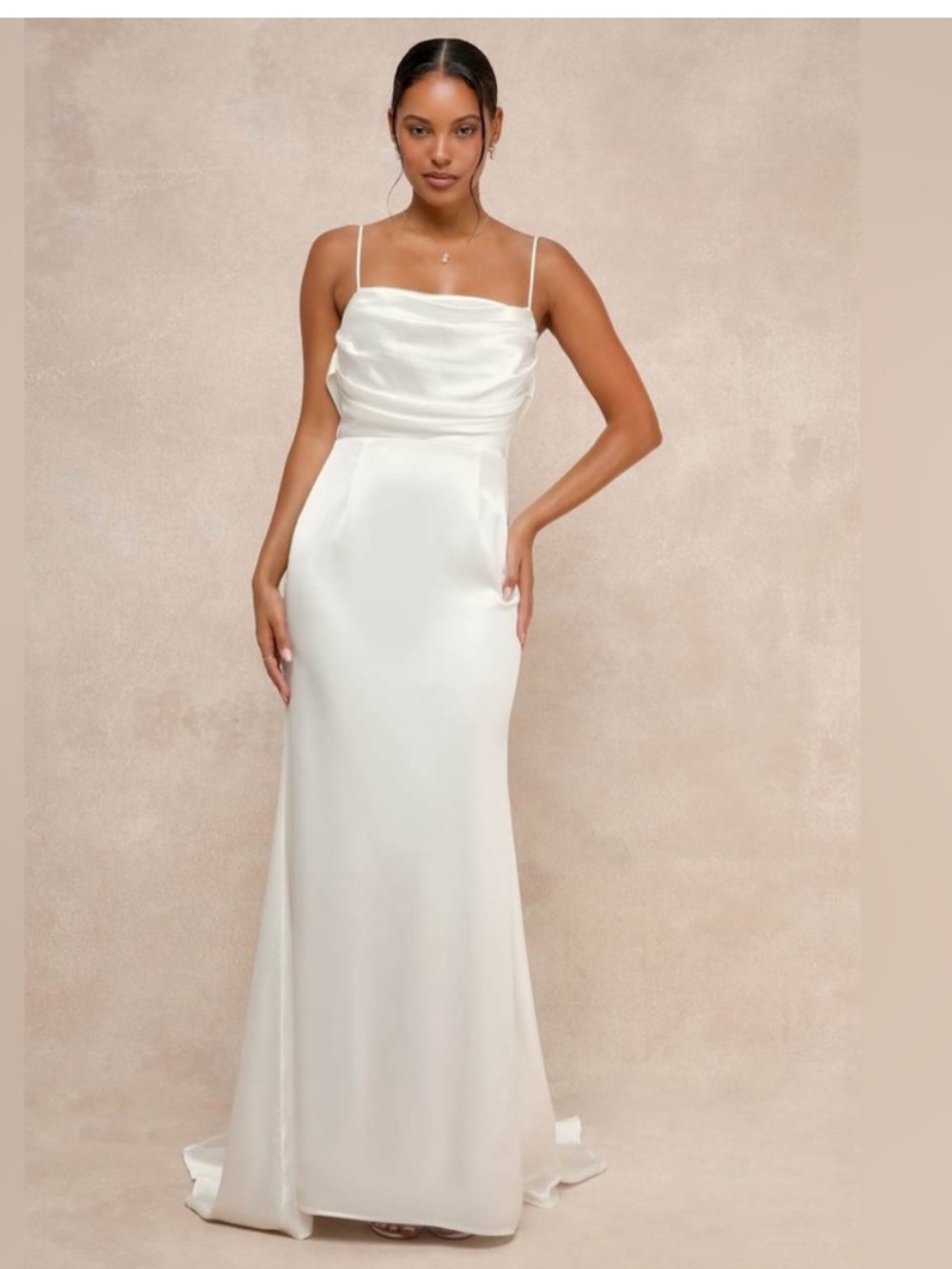 Lulus Lovely Endearment White Satin Sleeveless Backless Maxi Dress, Size M, NWT - Picture 4 of 14